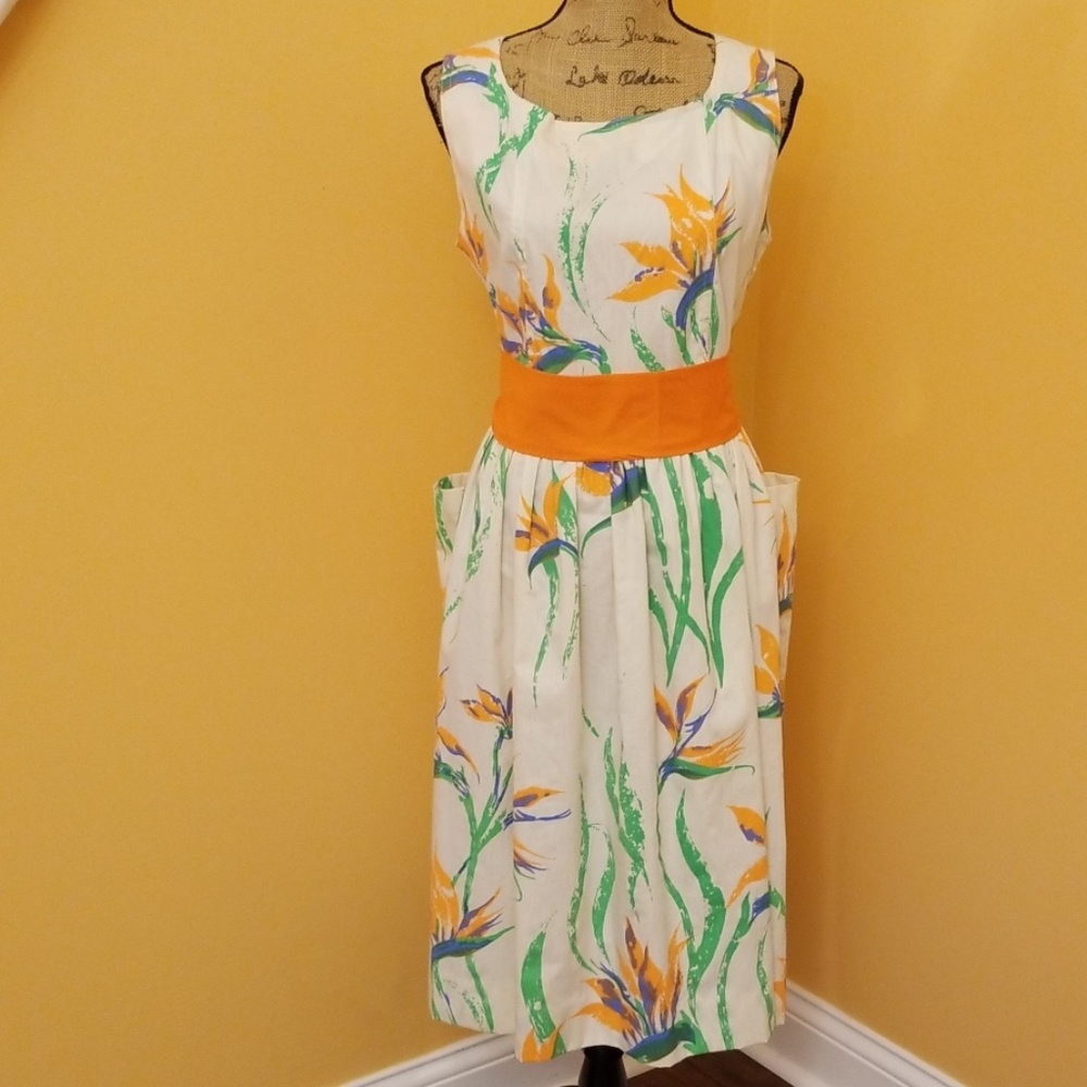 Ruth Clarage Jamican hand printed original dress R